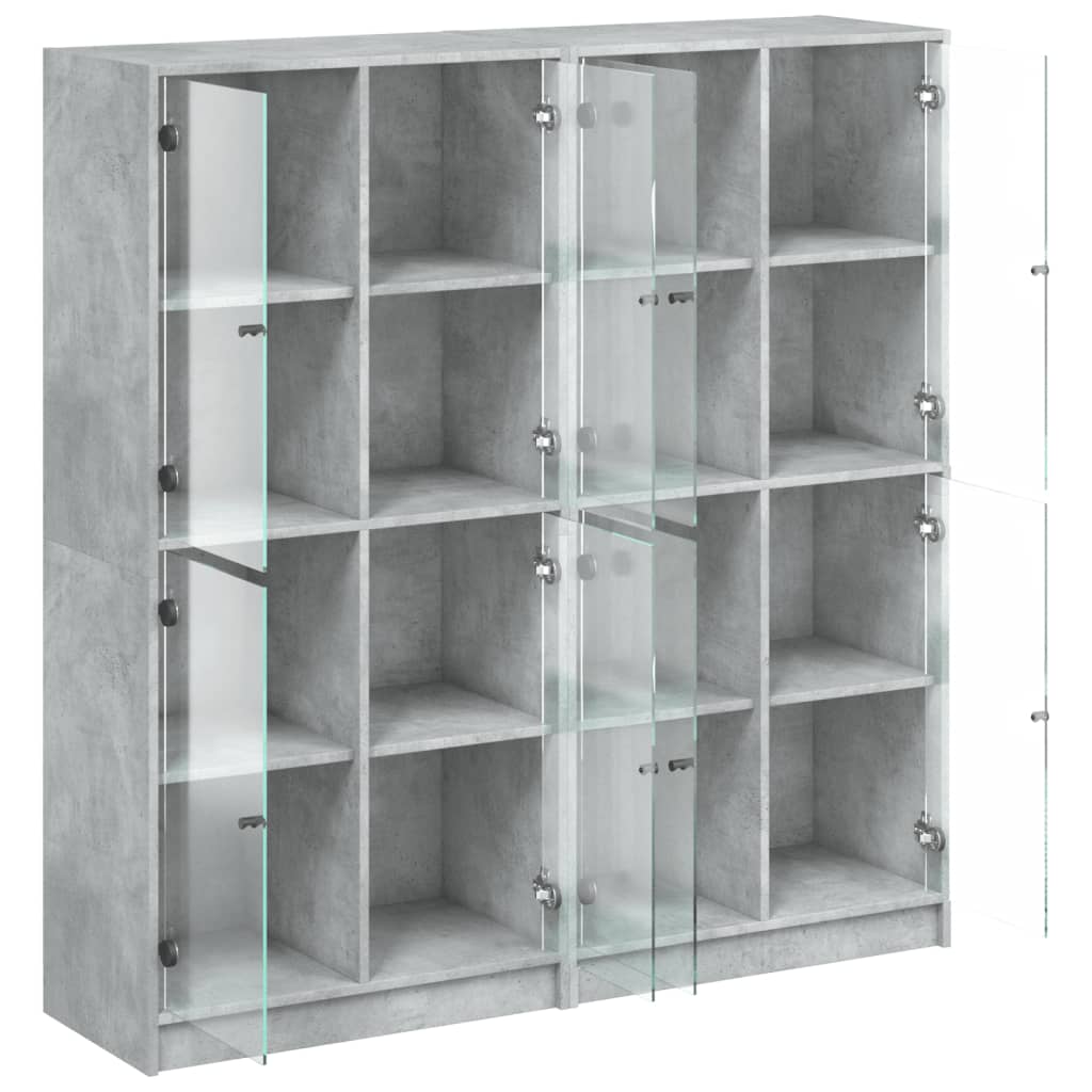 vidaXL Estantería con puertas madera de ingeniería gris 136x37x142 cm