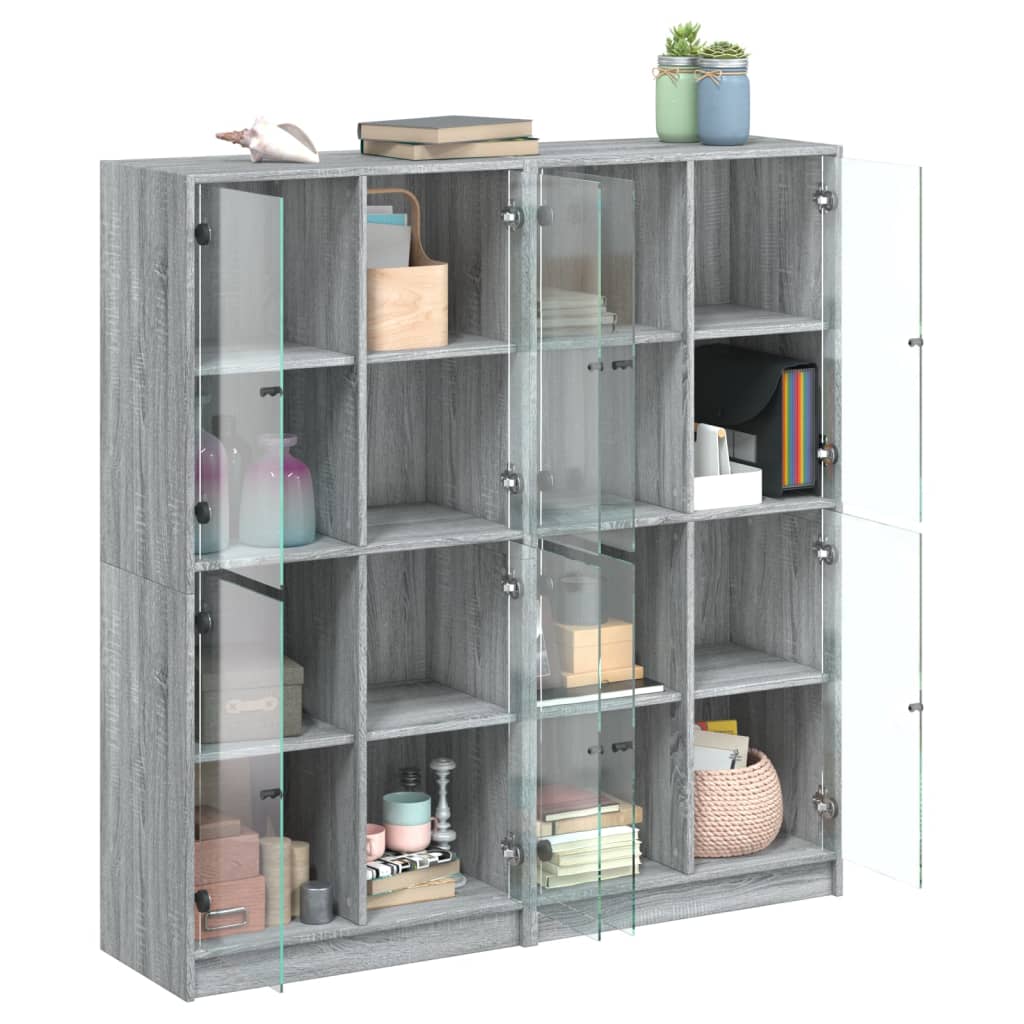 vidaXL Estantería con puertas madera gris Sonoma 136x37x142 cm