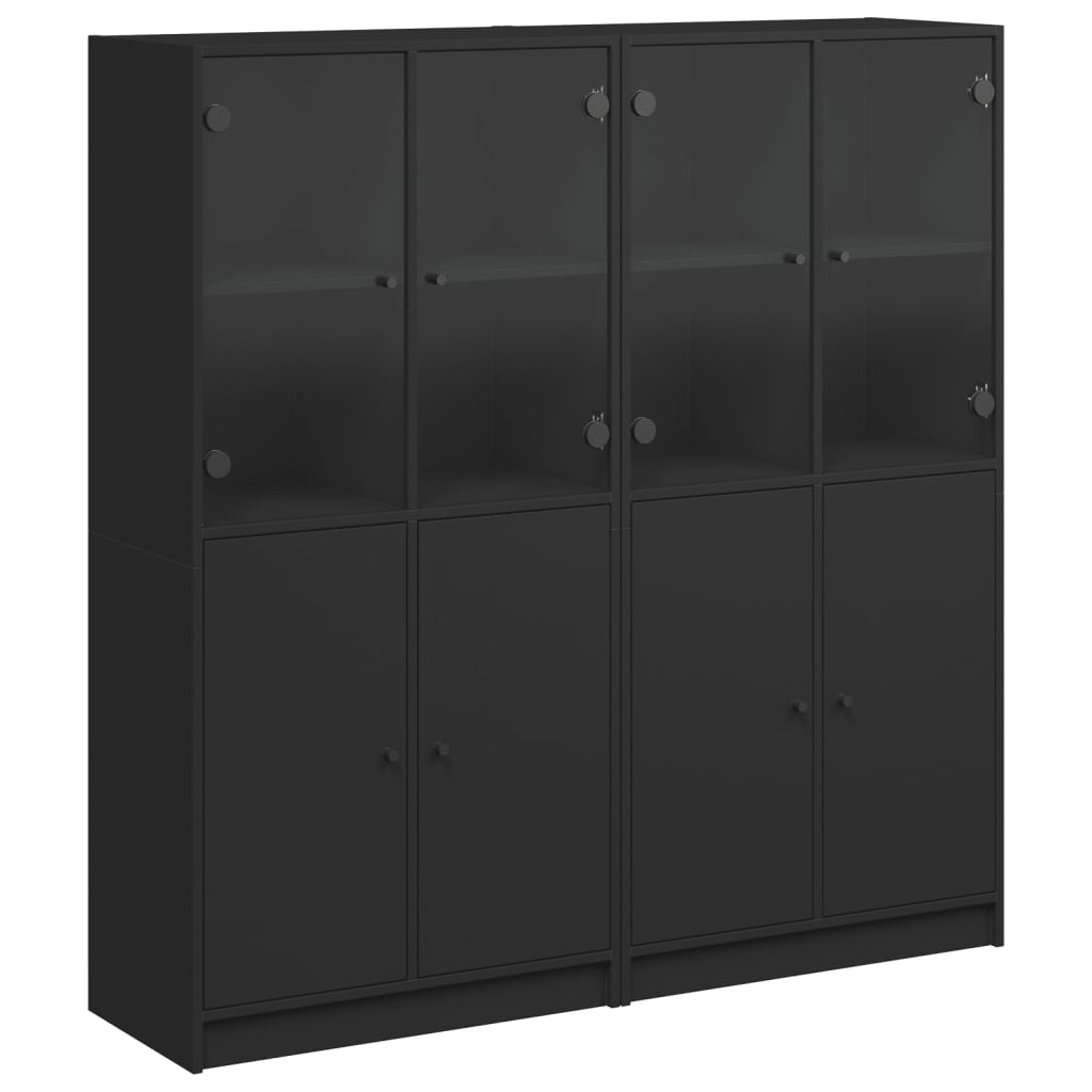 vidaXL Estantería con puertas madera de ingeniería negro 136x37x142 cm