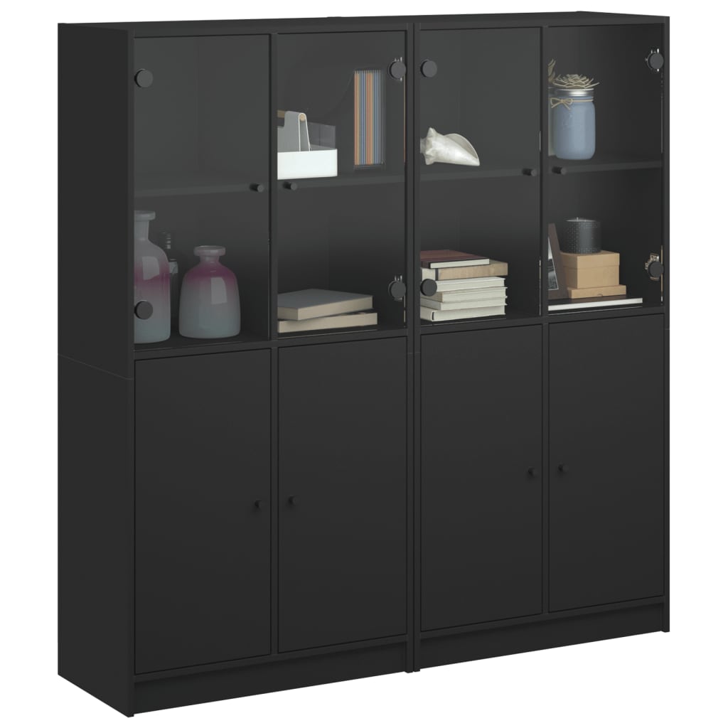 vidaXL Estantería con puertas madera de ingeniería negro 136x37x142 cm