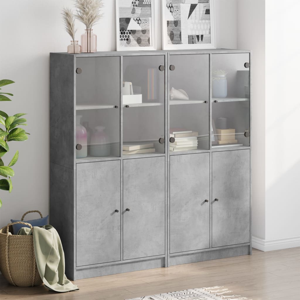 vidaXL Estantería con puertas madera de ingeniería gris 136x37x142 cm