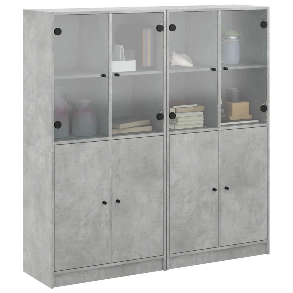 vidaXL Estantería con puertas madera de ingeniería gris 136x37x142 cm