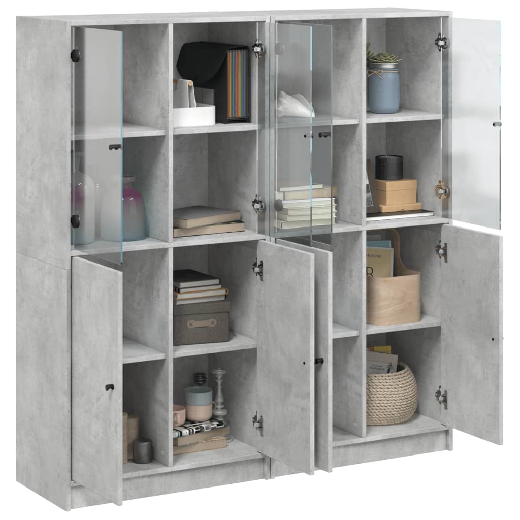 vidaXL Estantería con puertas madera de ingeniería gris 136x37x142 cm