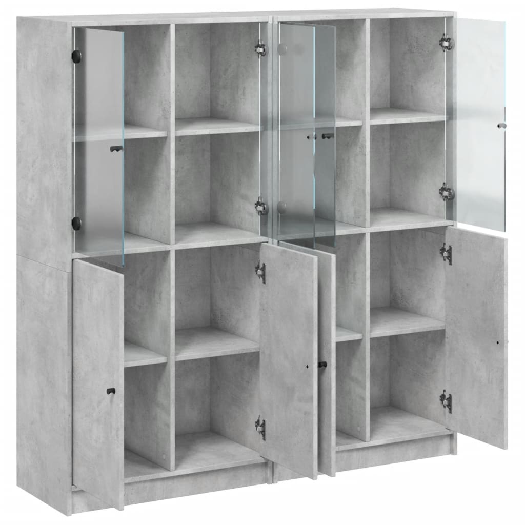 vidaXL Estantería con puertas madera de ingeniería gris 136x37x142 cm