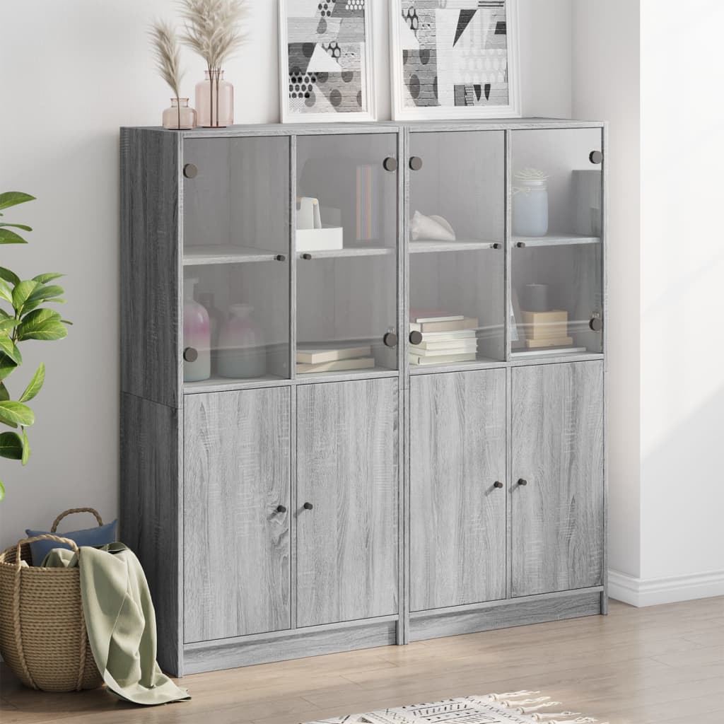 vidaXL Estantería con puertas madera gris Sonoma 136x37x142 cm