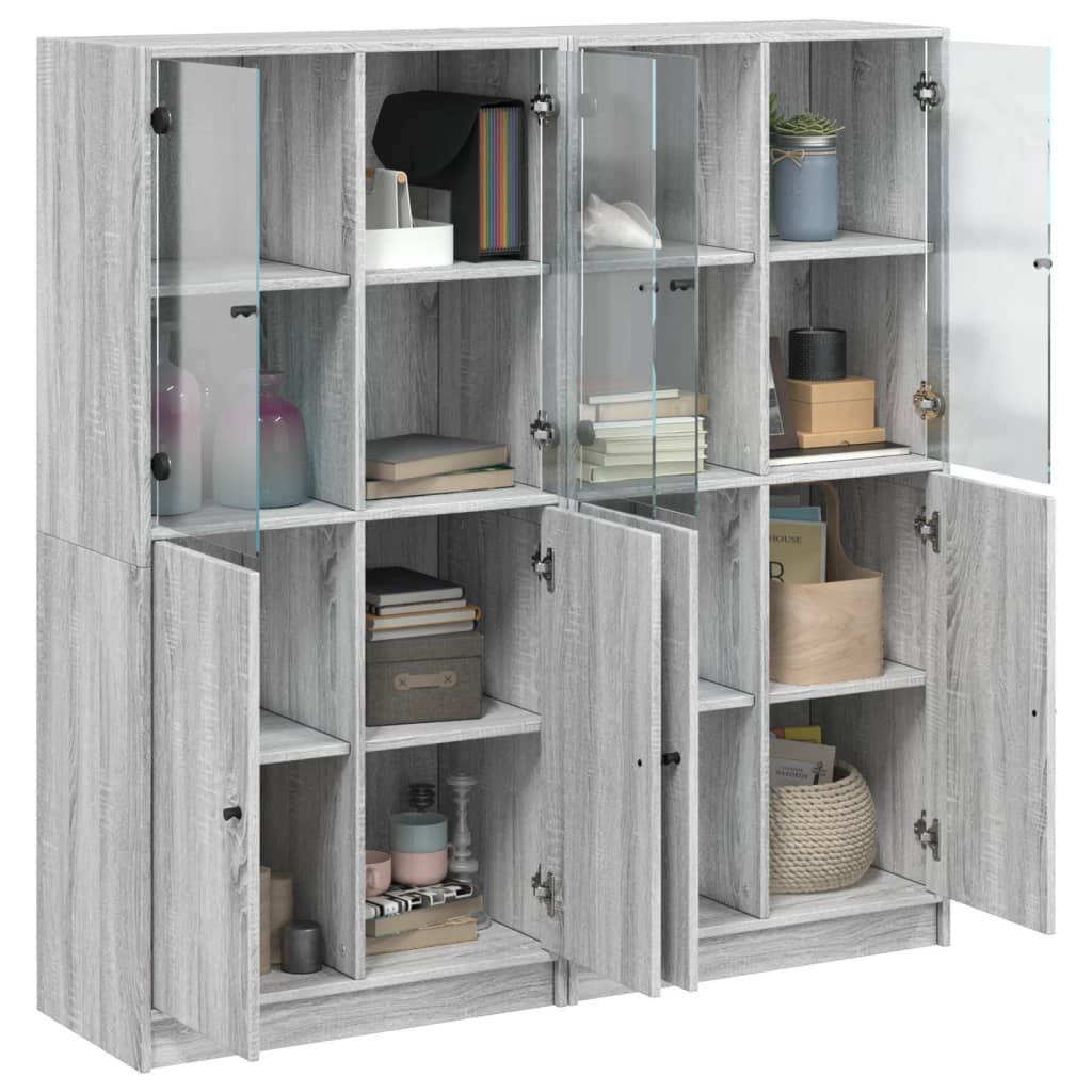 vidaXL Estantería con puertas madera gris Sonoma 136x37x142 cm