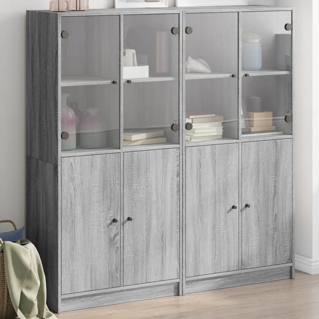 vidaXL Estantería con puertas madera gris Sonoma 136x37x142 cm