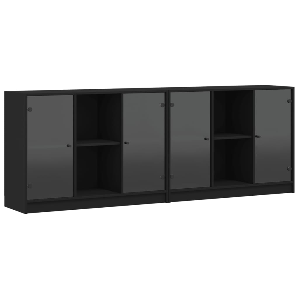 vidaXL Estantería con puertas madera de ingeniería negro 204x37x75 cm