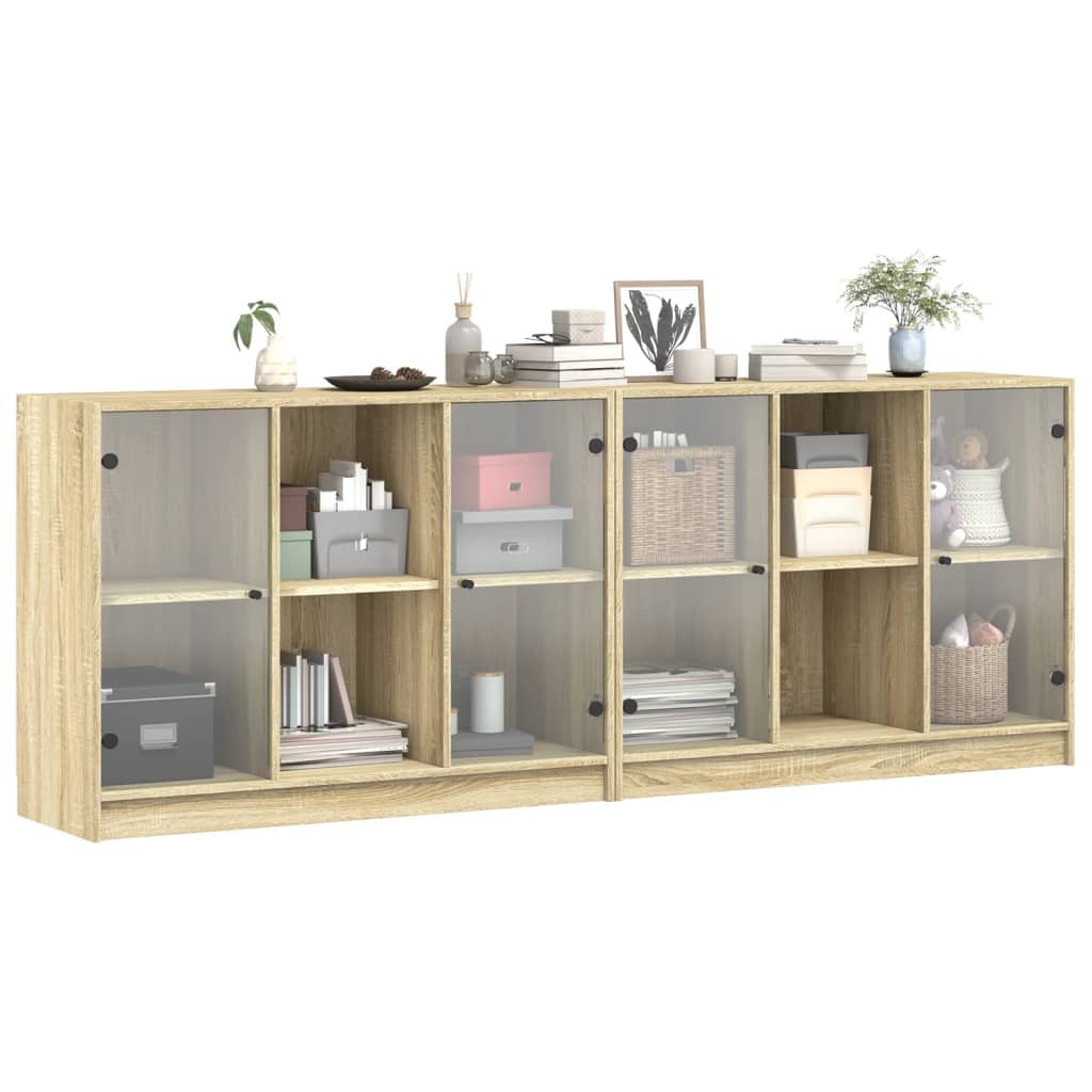 vidaXL Estantería con puertas madera roble Sonoma 204x37x75 cm