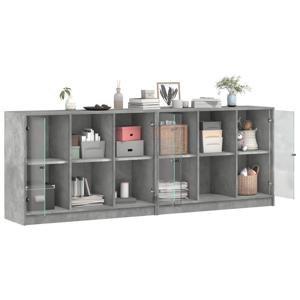 vidaXL Estantería con puertas madera de ingeniería gris 204x37x75 cm