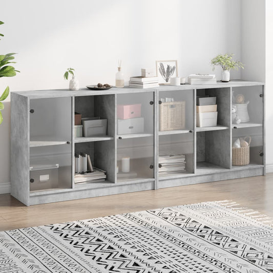 vidaXL Estantería con puertas madera de ingeniería gris 204x37x75 cm