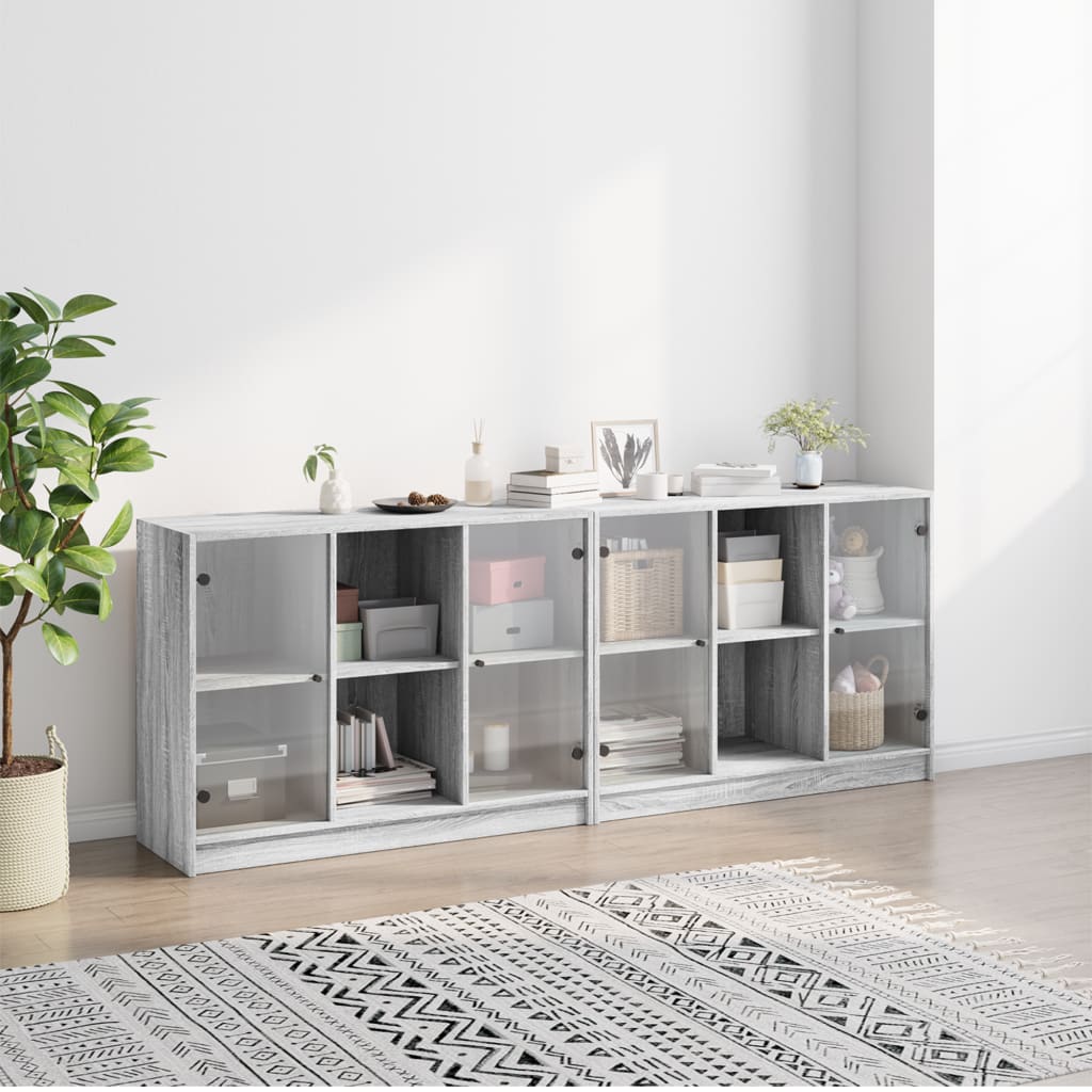 vidaXL Estantería con puertas madera gris Sonoma 204x37x75 cm