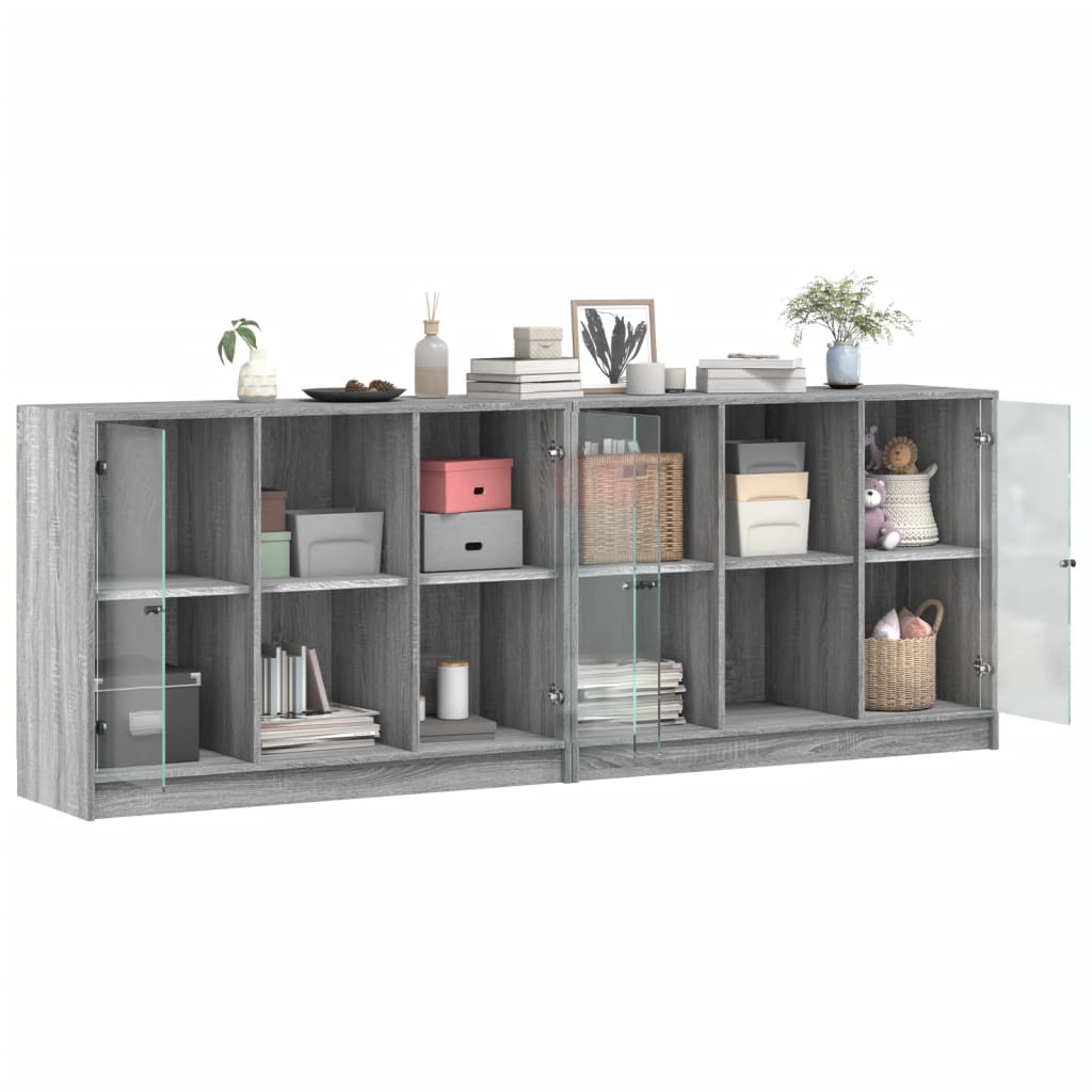 vidaXL Estantería con puertas madera gris Sonoma 204x37x75 cm