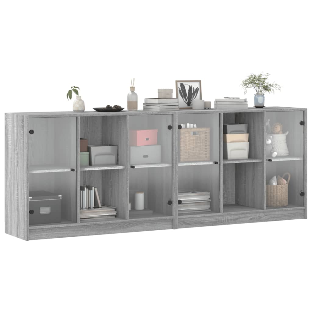 vidaXL Estantería con puertas madera gris Sonoma 204x37x75 cm