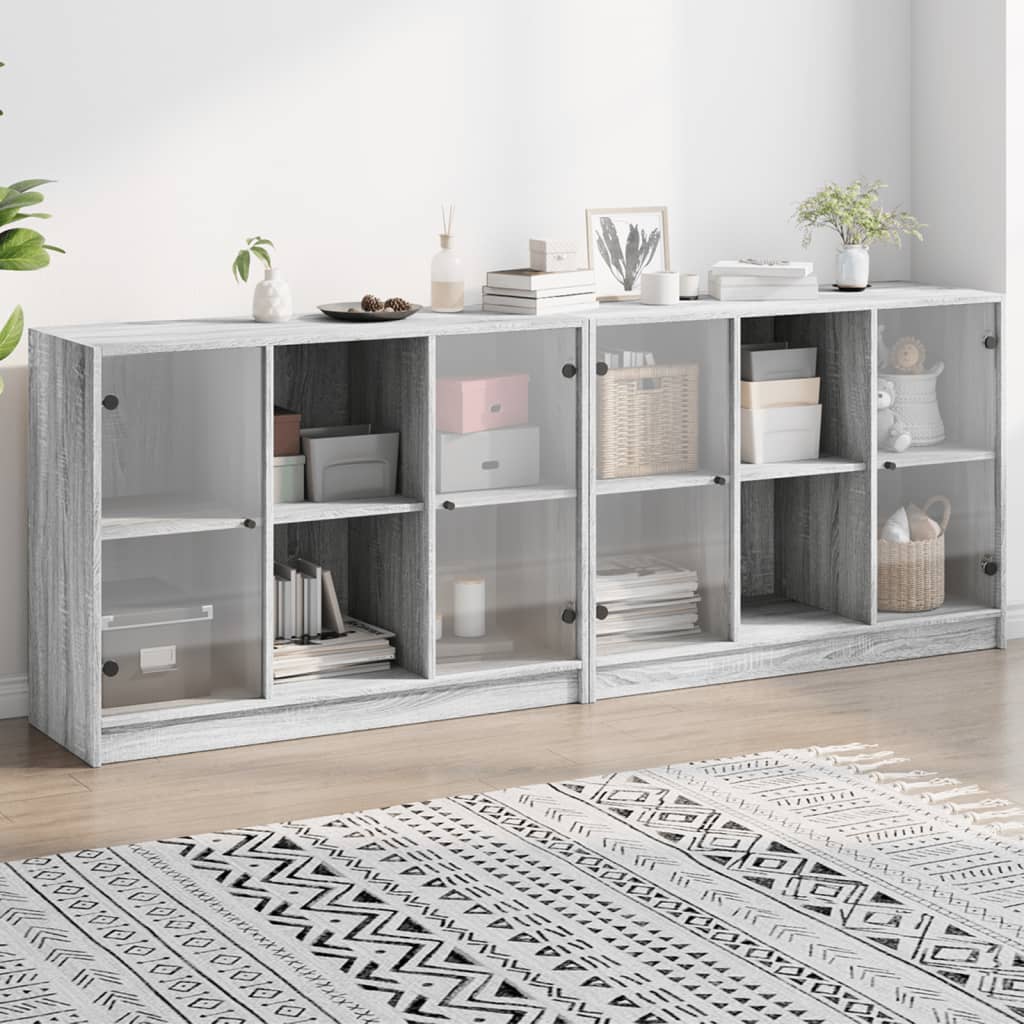 vidaXL Estantería con puertas madera gris Sonoma 204x37x75 cm