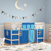 vidaXL Cama alta para niños con cortinas madera pino azul 90x190 cm