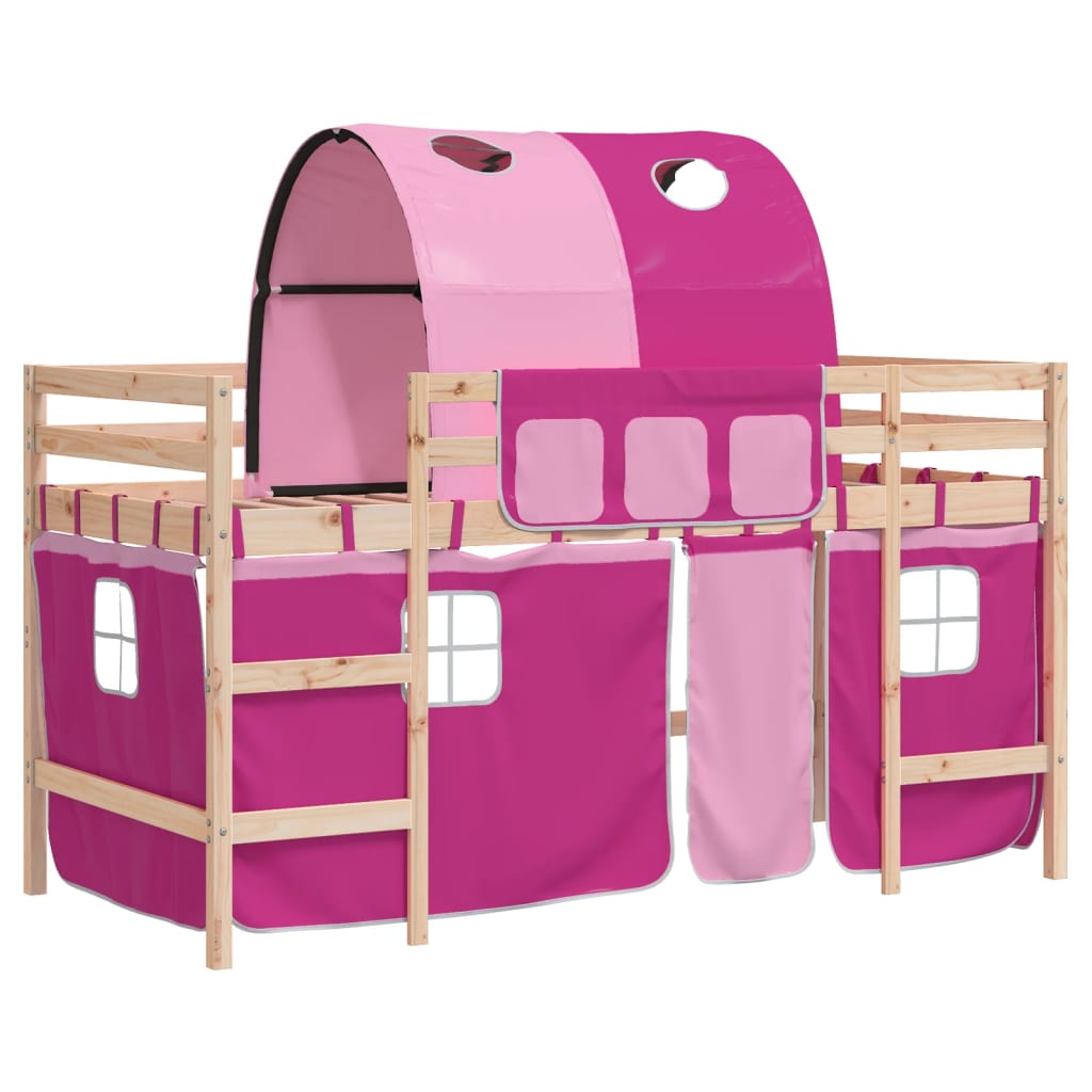 vidaXL Cama alta para niños con túnel madera pino rosa 80x200 cm