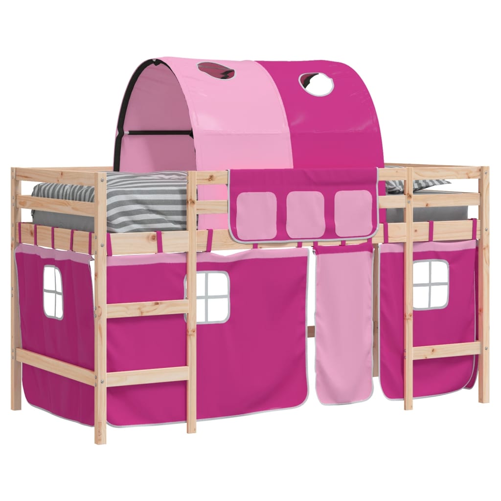 vidaXL Cama alta para niños con túnel madera pino rosa 80x200 cm