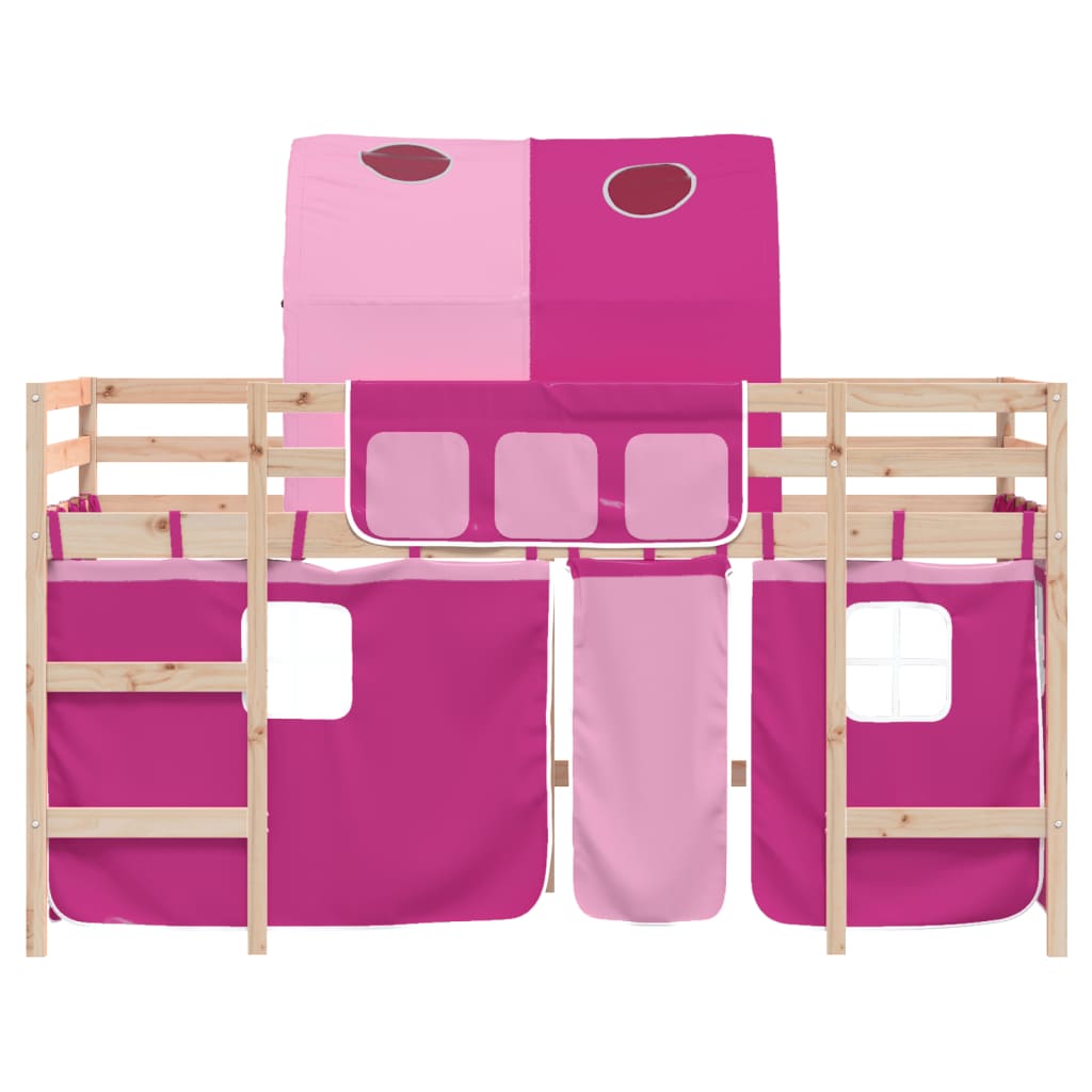 vidaXL Cama alta para niños con túnel madera pino rosa 80x200 cm