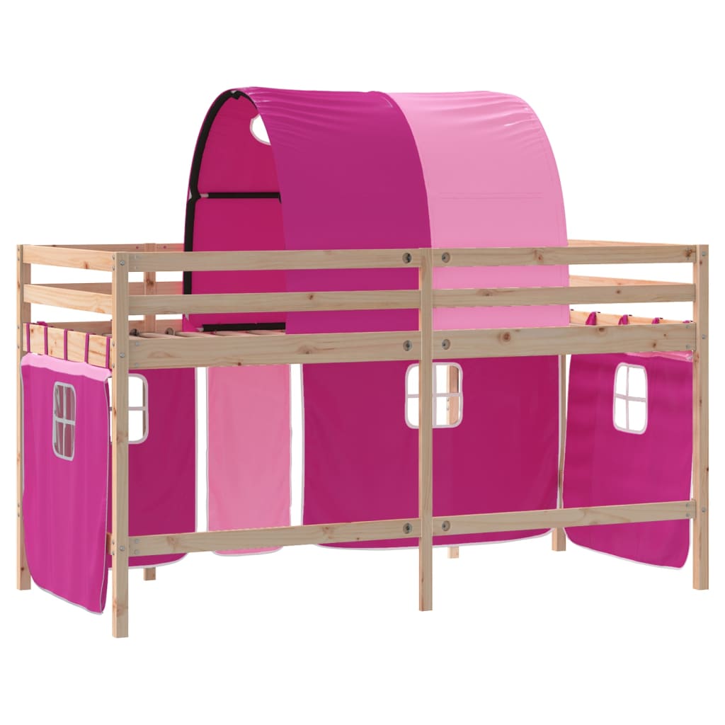 vidaXL Cama alta para niños con túnel madera pino rosa 80x200 cm