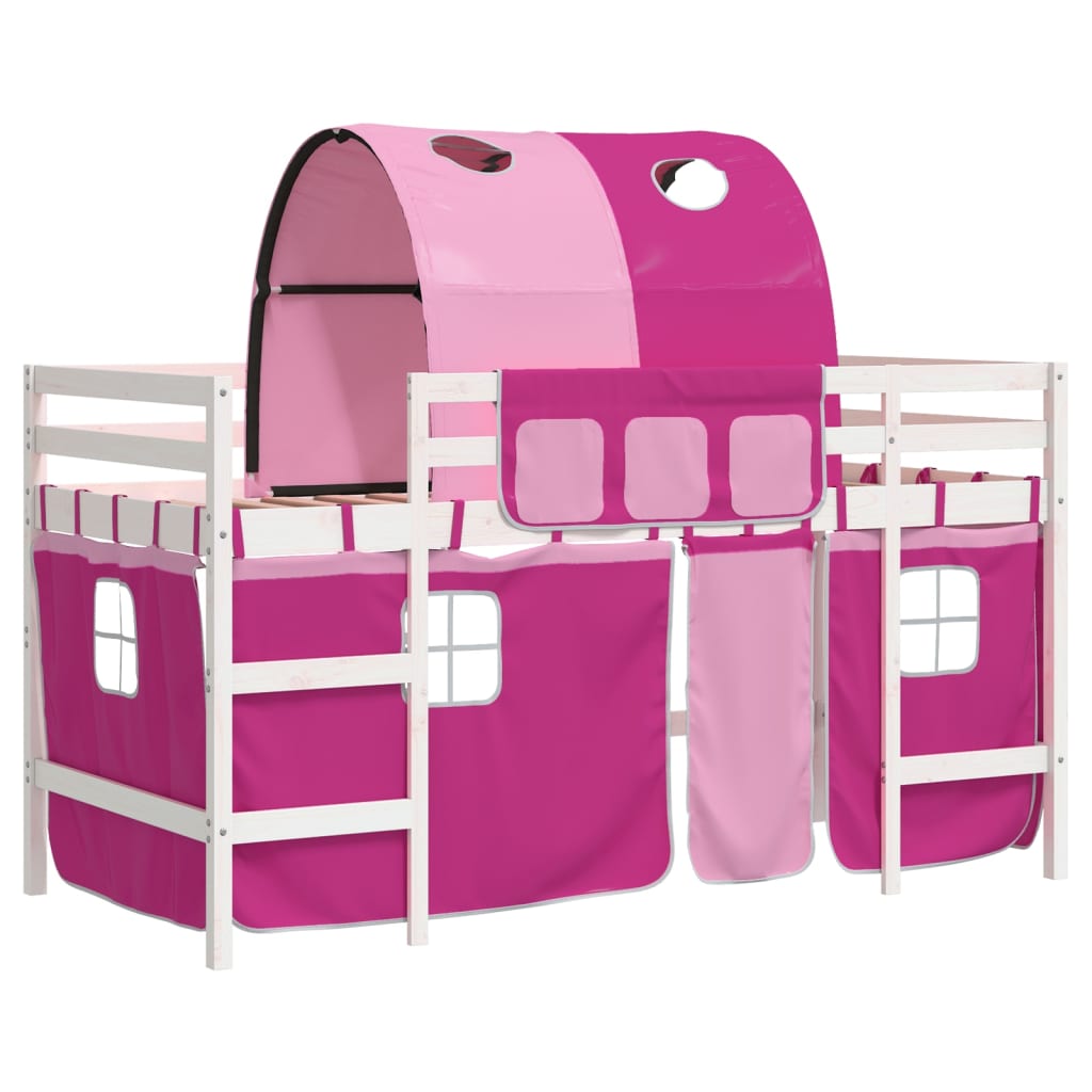 vidaXL Cama alta para niños con túnel madera pino rosa 80x200 cm