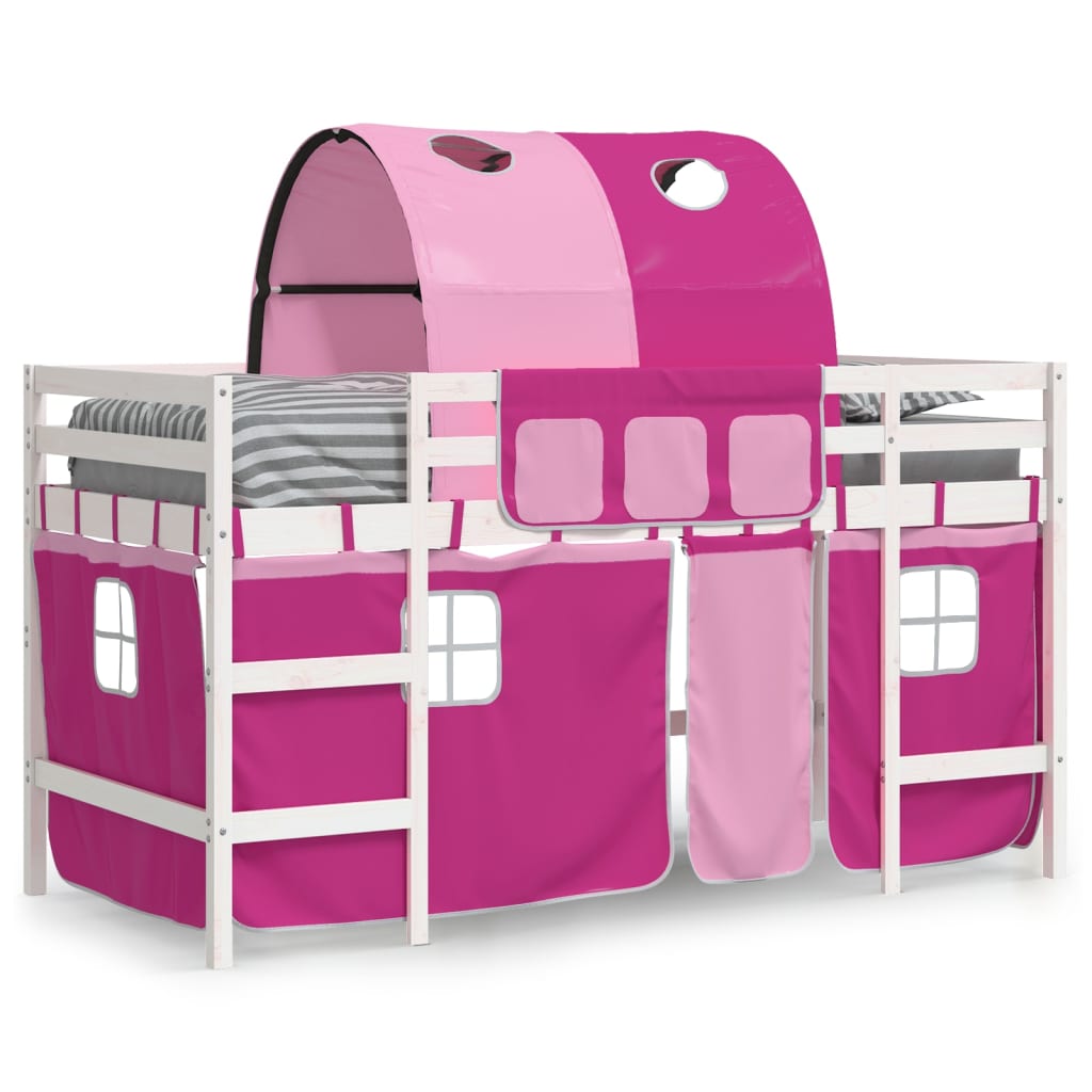 vidaXL Cama alta para niños con túnel madera pino rosa 80x200 cm