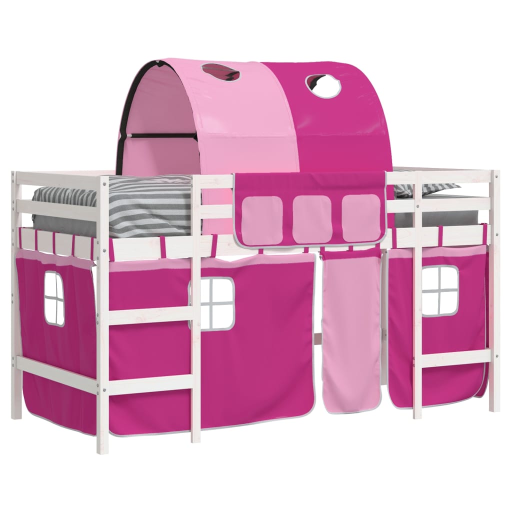 vidaXL Cama alta para niños con túnel madera pino rosa 80x200 cm