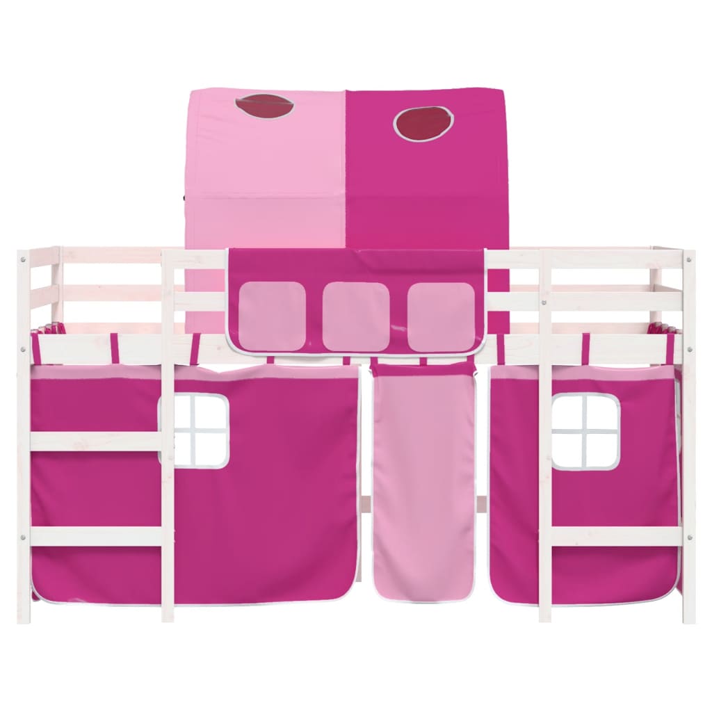 vidaXL Cama alta para niños con túnel madera pino rosa 80x200 cm