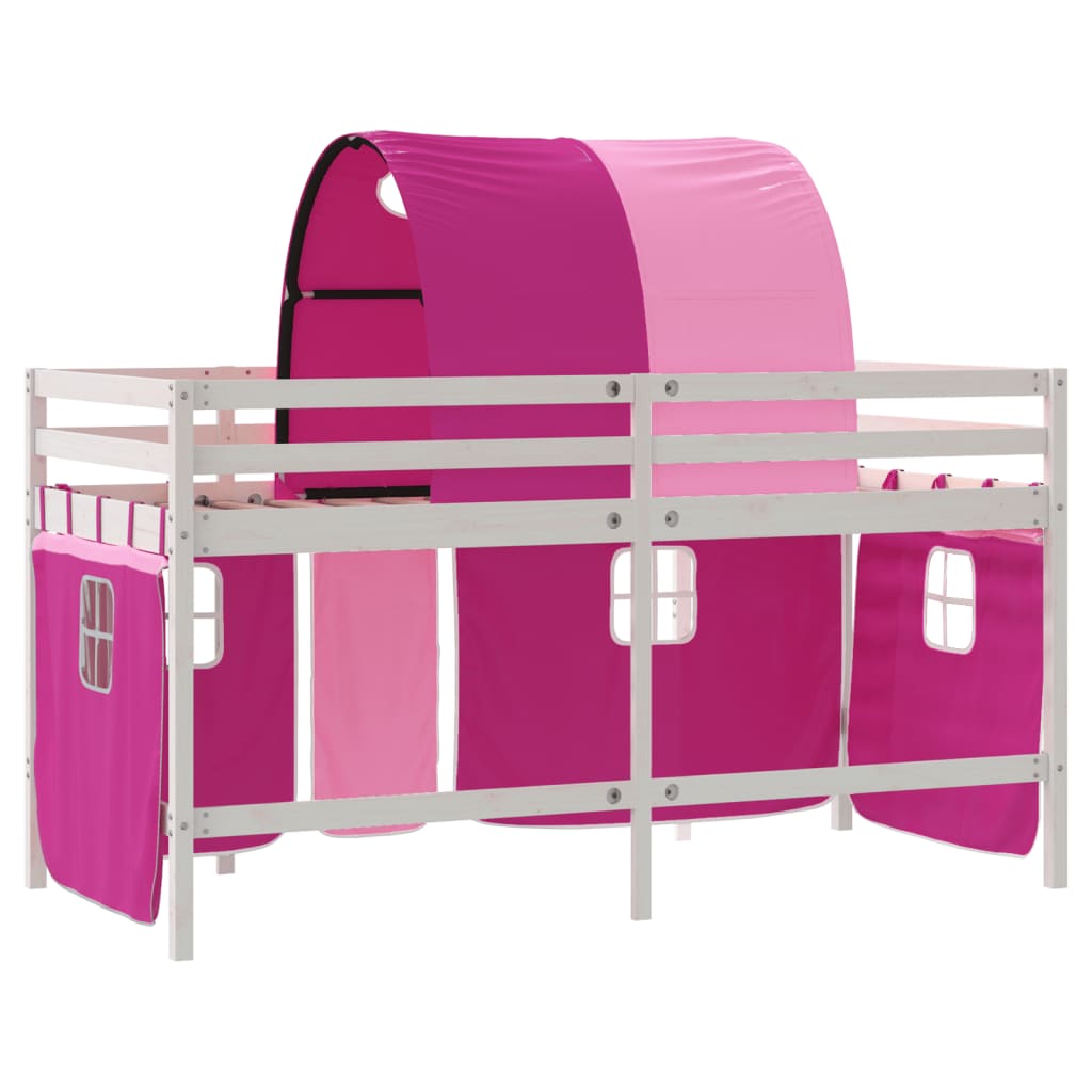 vidaXL Cama alta para niños con túnel madera pino rosa 80x200 cm