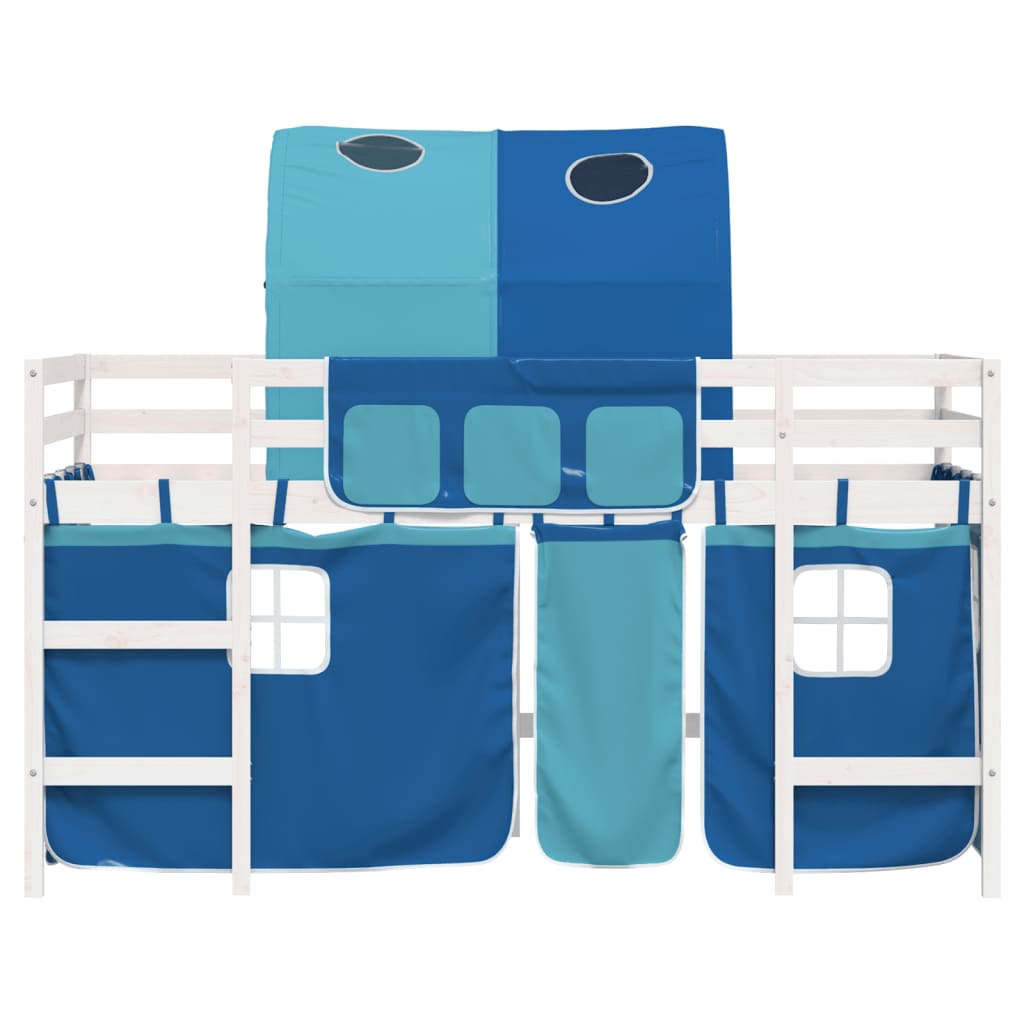 vidaXL Cama alta para niños con túnel madera pino azul 90x200 cm