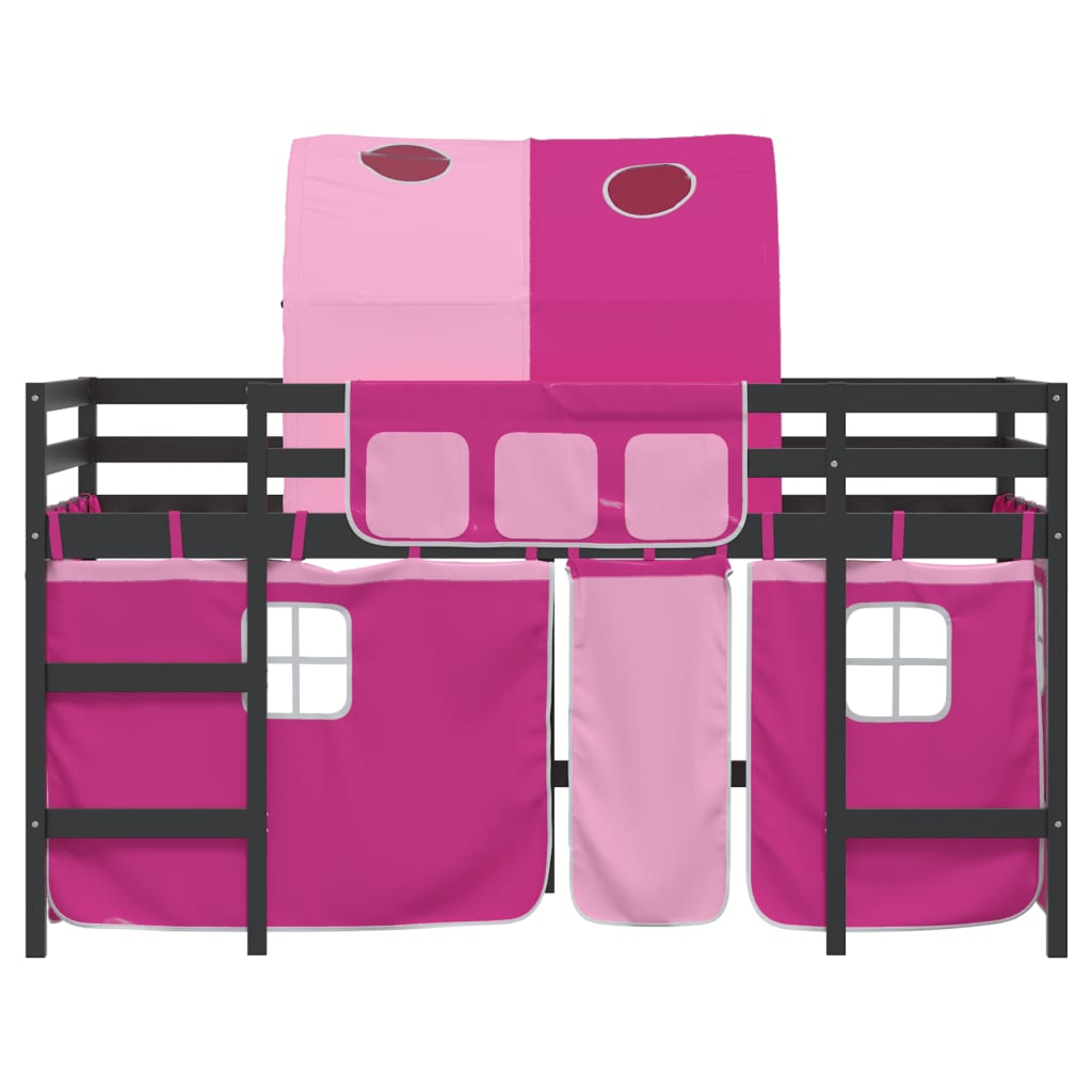 vidaXL Cama alta para niños con túnel madera pino rosa 90x200 cm