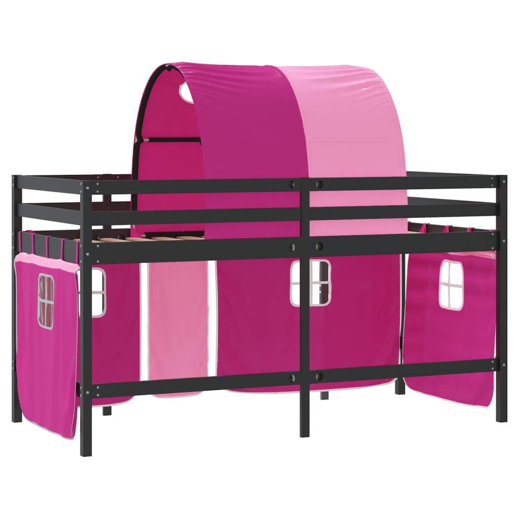 vidaXL Cama alta para niños con túnel madera pino rosa 90x200 cm