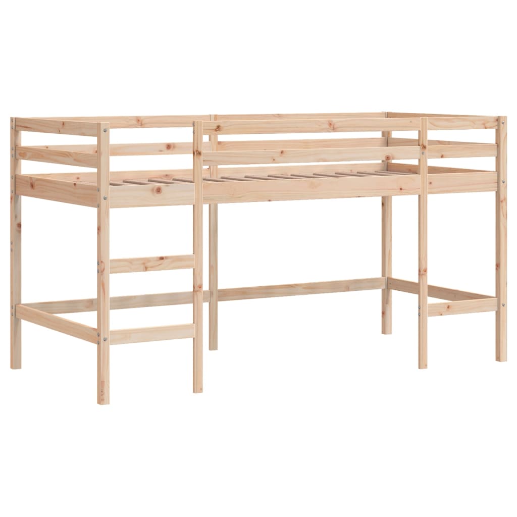 vidaXL Cama alta niños con túnel madera pino blanco negro 90x190 cm