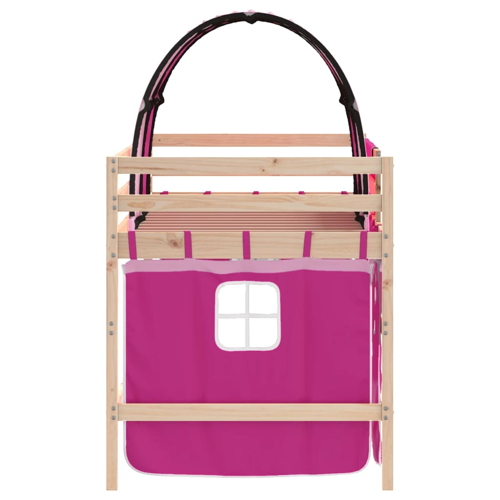 vidaXL Cama alta para niños con túnel madera pino rosa 90x190 cm