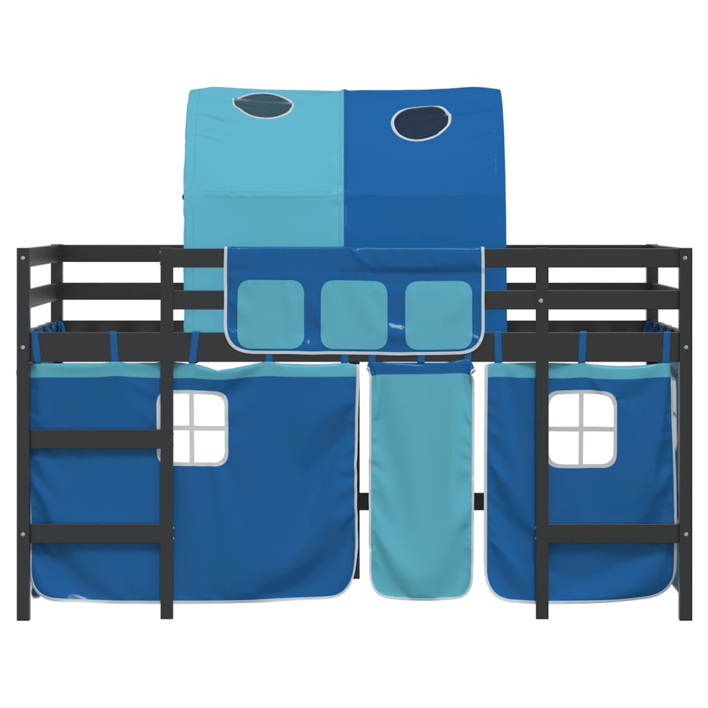 vidaXL Cama alta para niños con túnel madera pino azul 90x190 cm