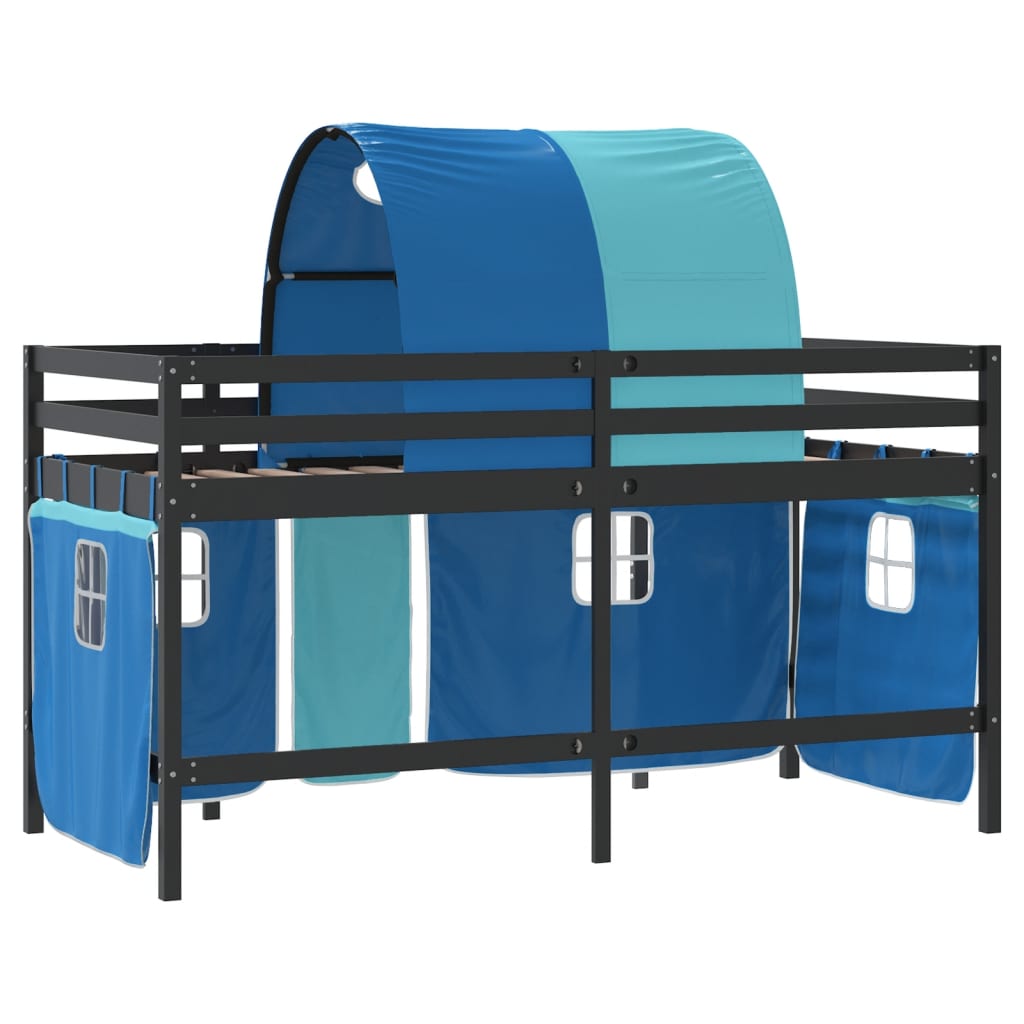 vidaXL Cama alta para niños con túnel madera pino azul 90x190 cm