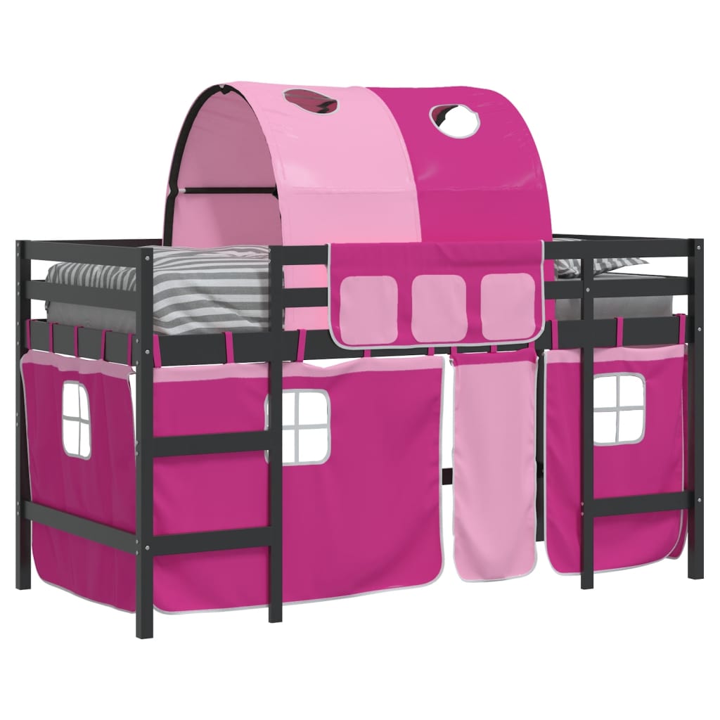 vidaXL Cama alta para niños con túnel madera pino rosa 90x190 cm