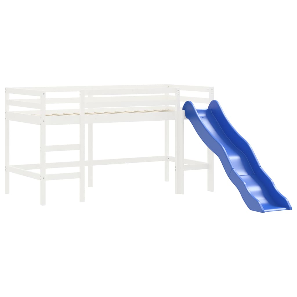 vidaXL Cama alta para niños con cortinas madera pino azul 80x200 cm