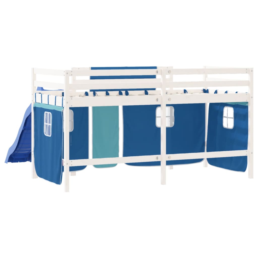 vidaXL Cama alta para niños con cortinas madera pino azul 90x200 cm