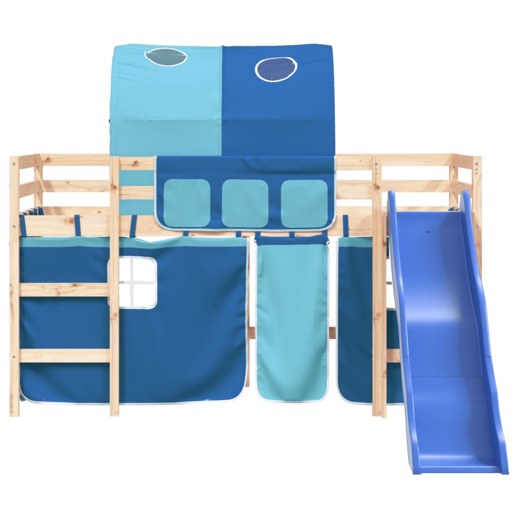 vidaXL Cama alta para niños con túnel madera pino azul 80x200 cm