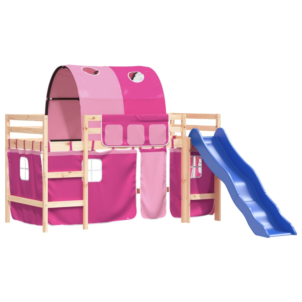 vidaXL Cama alta para niños con túnel madera pino rosa 80x200 cm