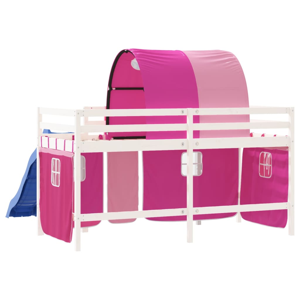 vidaXL Cama alta para niños con túnel madera pino rosa 80x200 cm