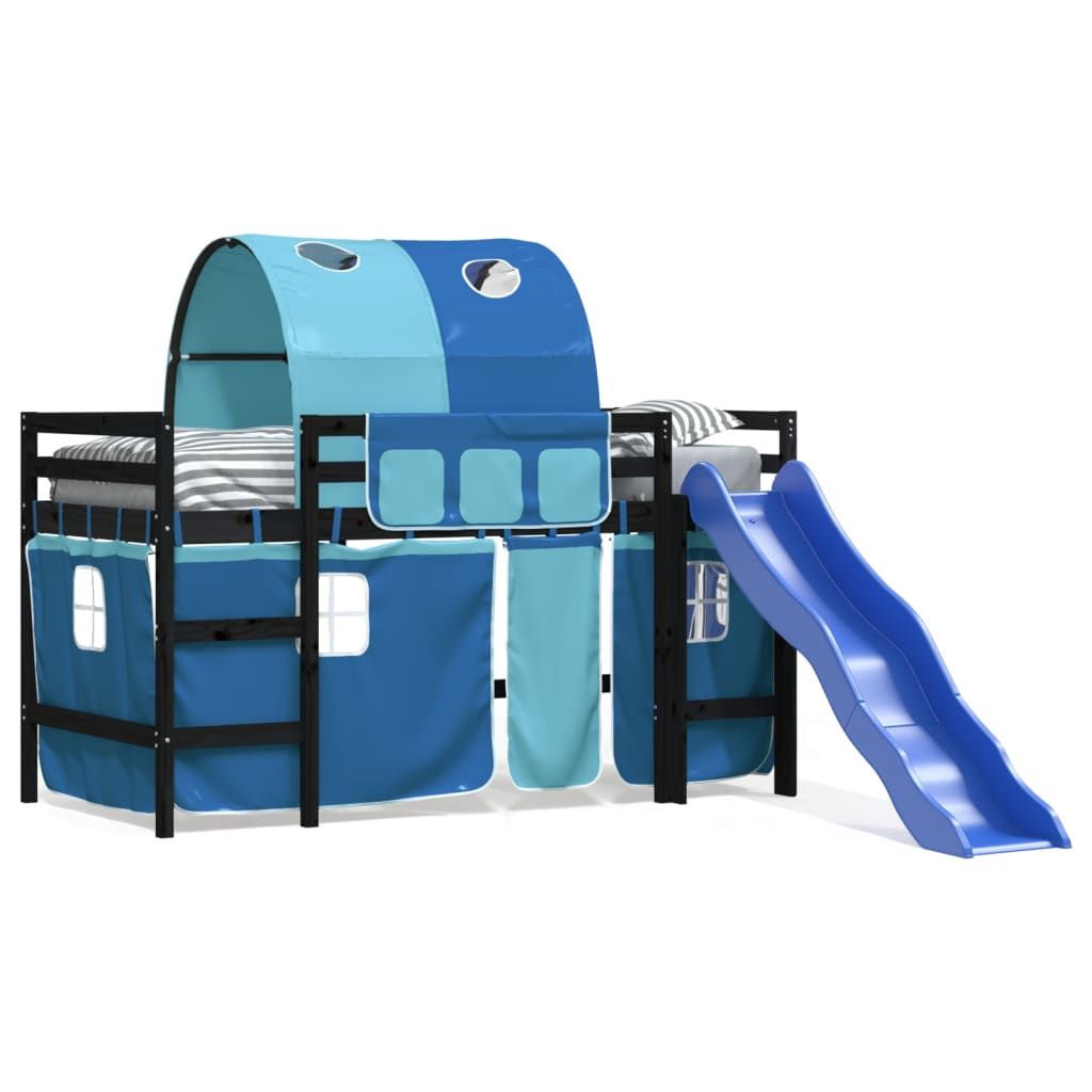 vidaXL Cama alta para niños con túnel madera pino azul 80x200 cm