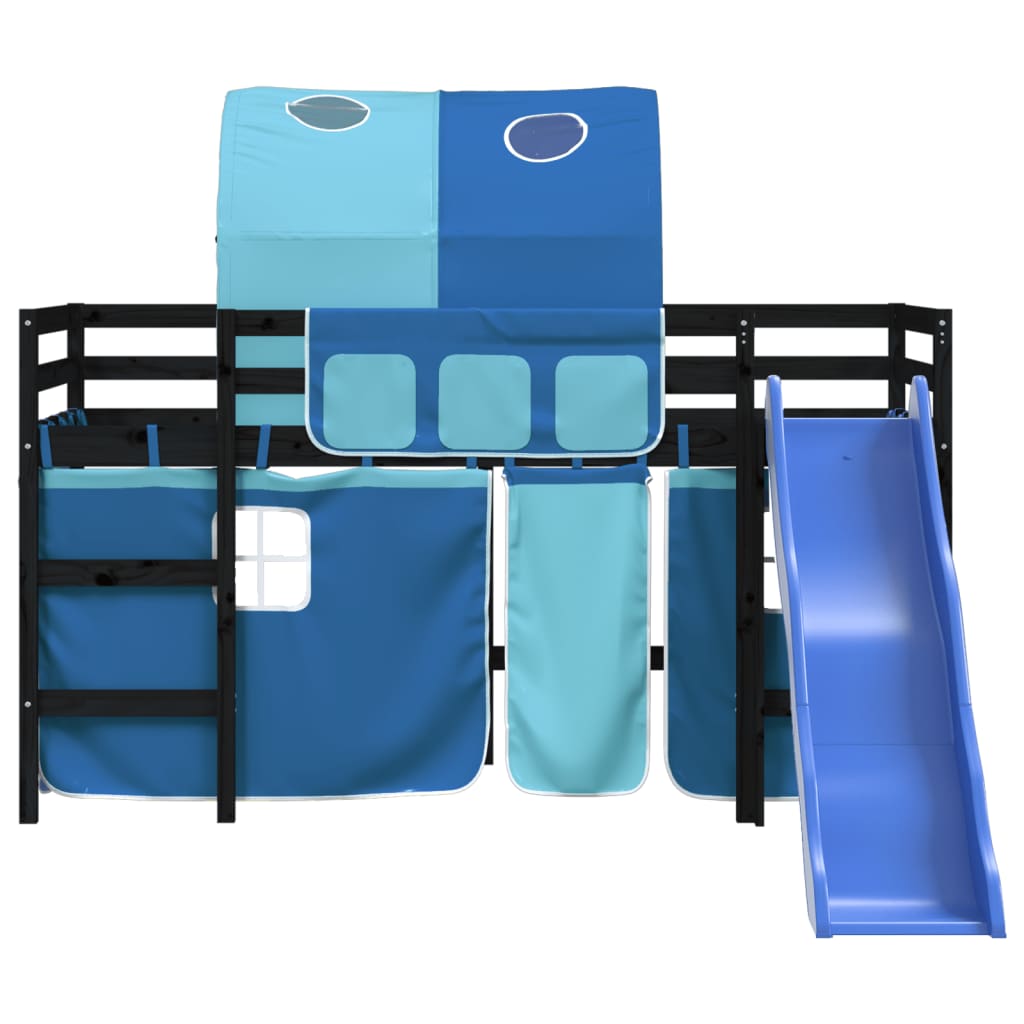 vidaXL Cama alta para niños con túnel madera pino azul 80x200 cm