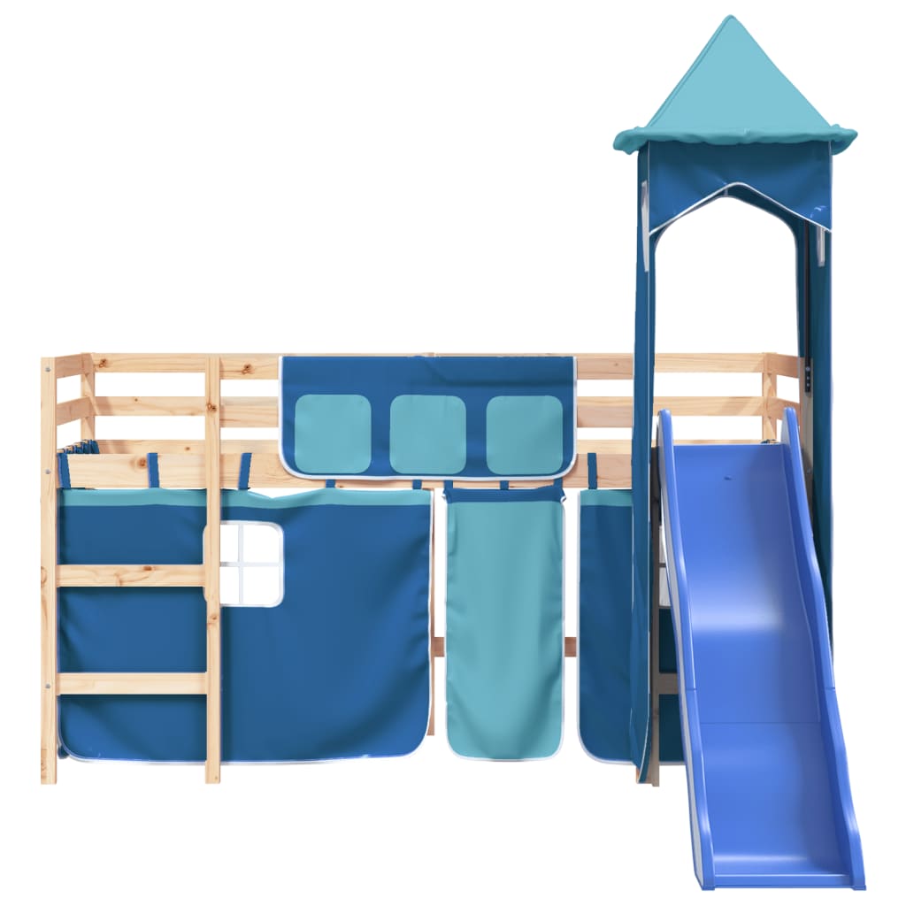 vidaXL Cama alta para niños con torre madera pino azul 80x200 cm