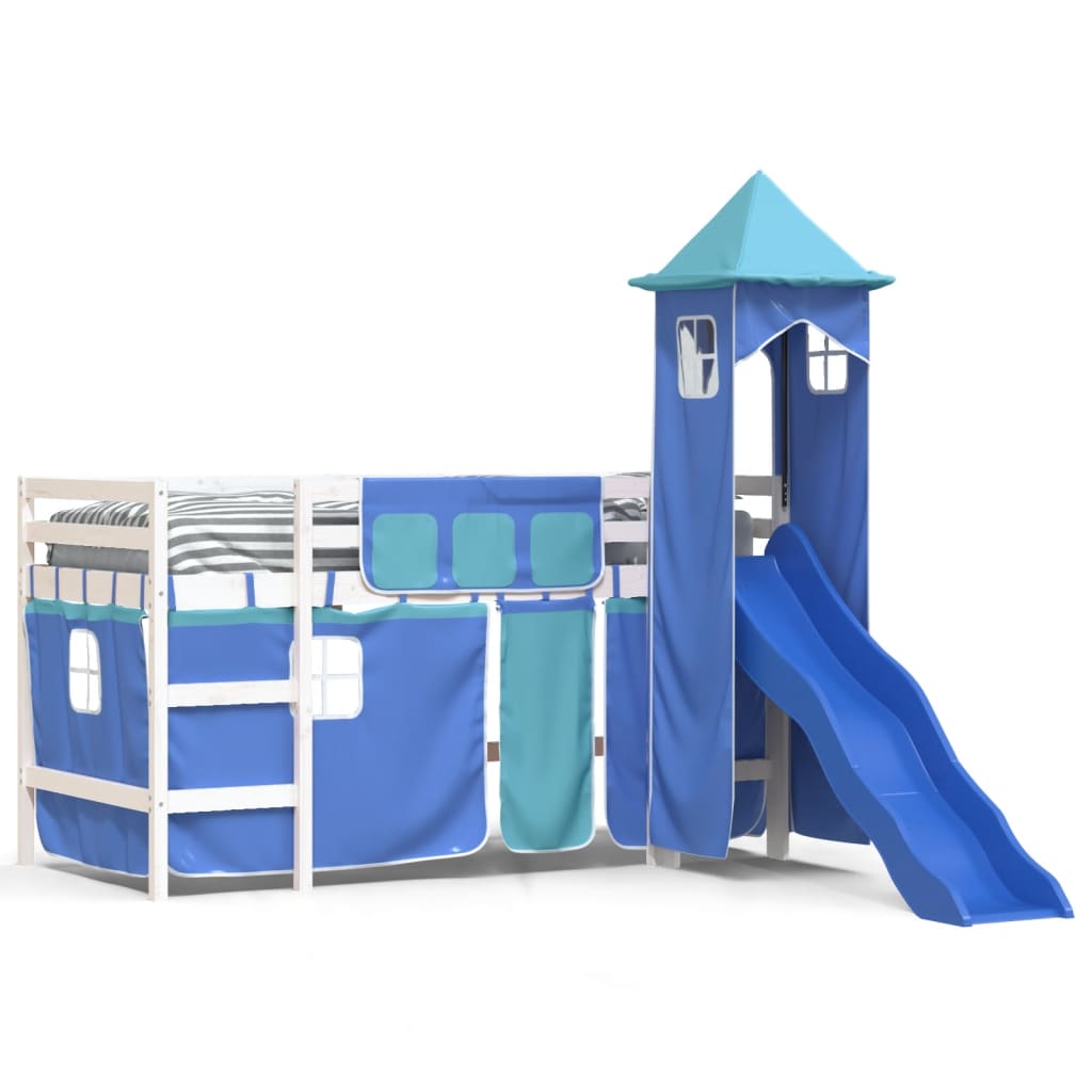 vidaXL Cama alta para niños con torre madera pino azul 80x200 cm