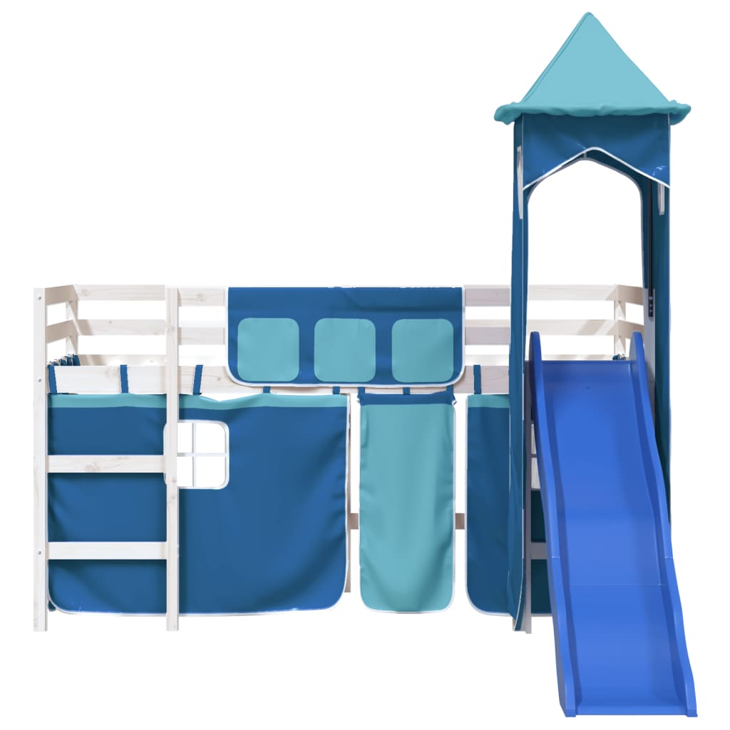 vidaXL Cama alta para niños con torre madera pino azul 80x200 cm