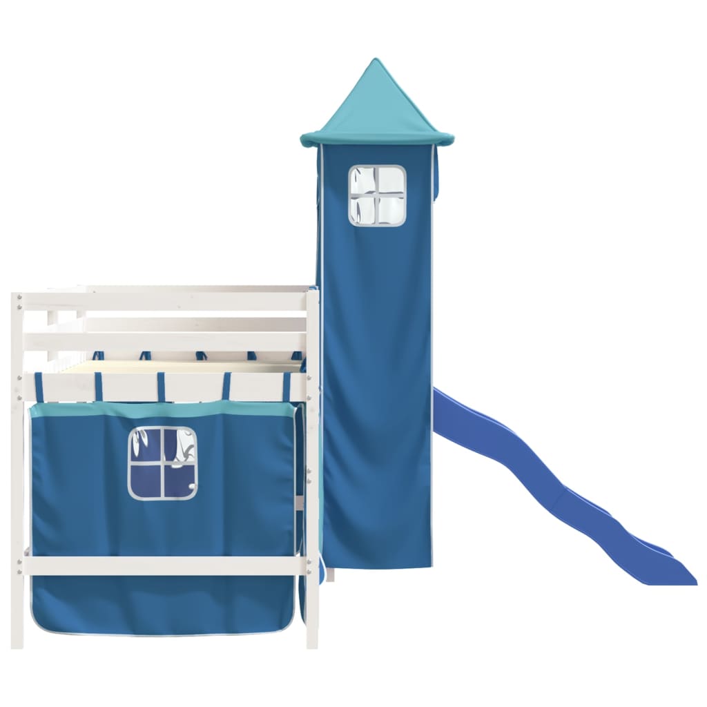 vidaXL Cama alta para niños con torre madera pino azul 80x200 cm