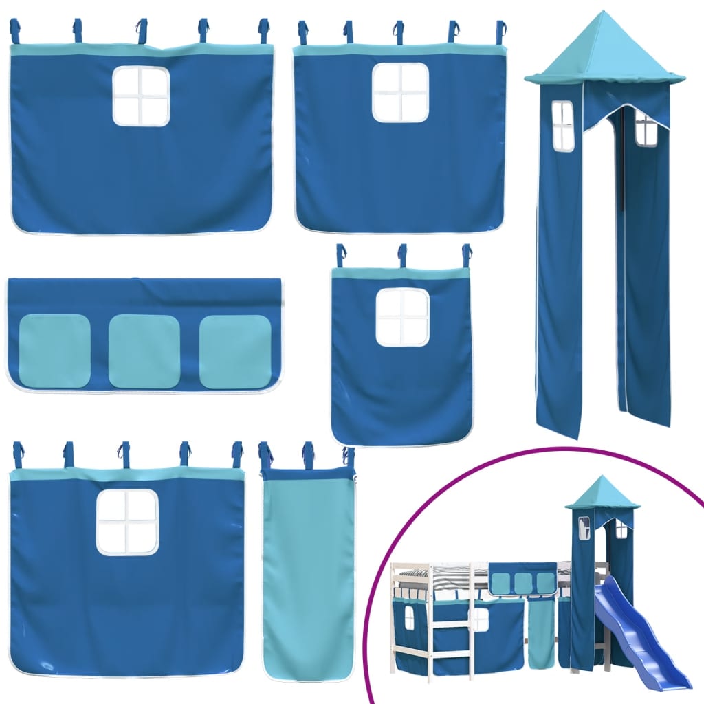 vidaXL Cama alta para niños con torre madera pino azul 80x200 cm