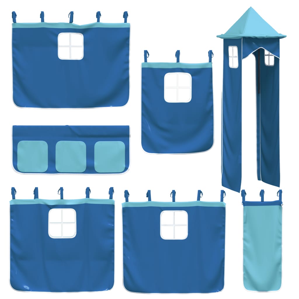 vidaXL Cama alta para niños con torre madera pino azul 80x200 cm